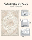 AMADA HOMEFURNISHING 8x10 Washable Area Rug, Low - Profile Large Area Rug with Non - Slip Backing &amp; Durable Edge Binding, Vintage Large Rugs for Living Room, Bedroom, Dinning Room - Homesidy.com
