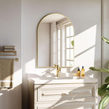VooBang Arched Wall Mirror, 30 x 38 inch Arch Bathroom Mirror, Wall Mounted Vanity Mirror with Arch Metal Frame, Modern Bathroom Vanity Mirror for Bedroom, Living Room, Hanging or Leaning, Black - Homesidy.com