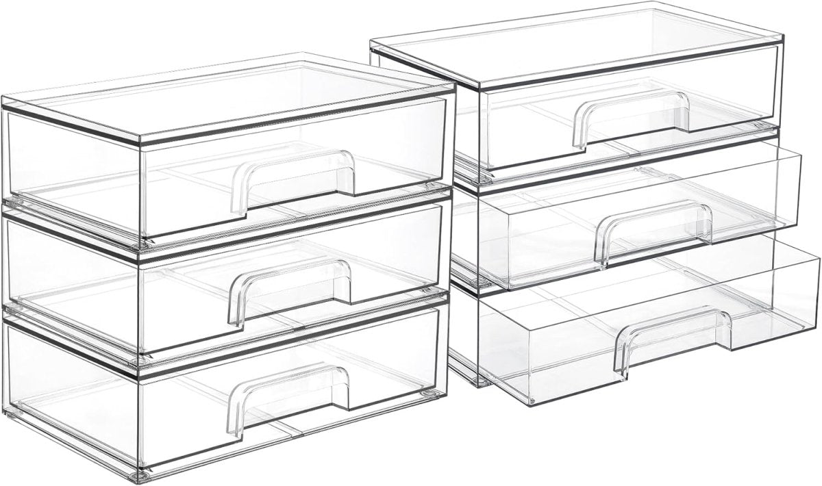 Vtopmart 12.1W Clear Stackable Storage Drawers,2 Pack Acrylic Plastic Organizers Bins for Makeup Palettes, Cosmetics, and Beauty Supplies,Ideal for Vanity, Bathroom,Cabinet,Desk Organization - Homesidy.com