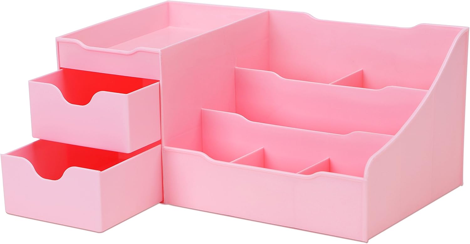 Uncluttered Designs Large Black Vanity Organizer - Countertop Mens Organizer With Drawers for Cologne, Deodorant, Beard, Shaving Lotion, Perfume &amp; Skincare - Perfect for Bathroom &amp; Bedroom Storage - Homesidy.com