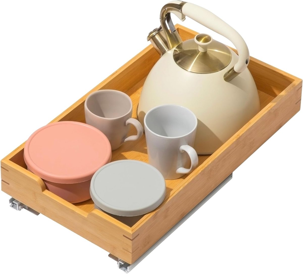 HOLDN’ STORAGE Bamboo Wooden Pull out Cabinet Organizer. 17&34; W x 21&34; D - Requires At Least a 18.25&34; W x 21&34; D.Cabinet Opening. W/Lifetime Limited Warranty. Bamboo Tray and Heavy gauge metal rails. - Homesidy.com