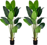 Artificial Bird of Paradise Plant 7Ft Fake Tropical Palm Tree with 17Trunks Faux Banana Leaf Trees in Pot for Home Indoor Outdoor Office Modern Decor Housewarming - Homesidy.com
