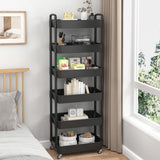 Sywhitta 3 - Tier Plastic Rolling Utility Cart with Handle, Multi - Functional Storage Trolley for Office, Living Room, Kitchen, Movable Storage Organizer with Wheels, White - Homesidy.com