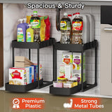 Ukeetap Multi - Purpose Pull - Out Storage Organizers, Under Sink/Cabinet Organizers and Storage for Bathroom &amp; Kitchen, Black, 12.8 Inches, 2 Packs - Homesidy.com