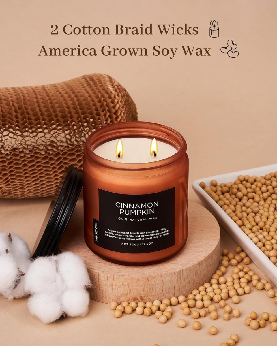 M&amp;SENSE Ode to Winter Soy Candles Strong Scented, 2 Wick Jar Candle 19.4oz 110 Hour Long Lasting, Lavender Sandalwood Organic Natural Aromatherapy Candle Gifts Bedroom Bathroom Home Decor - Homesidy.com