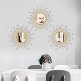 3 Pack Metal Mirrors for Wall Sunburst Wall Mirrors Home Décor Decorative Hanging Wall Art for Living Room Bedroom Entryway (Gold, Flower Sunburst) - Homesidy.com
