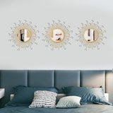 3 Pack Metal Mirrors for Wall Sunburst Wall Mirrors Home Décor Decorative Hanging Wall Art for Living Room Bedroom Entryway (Gold, Flower Sunburst) - Homesidy.com