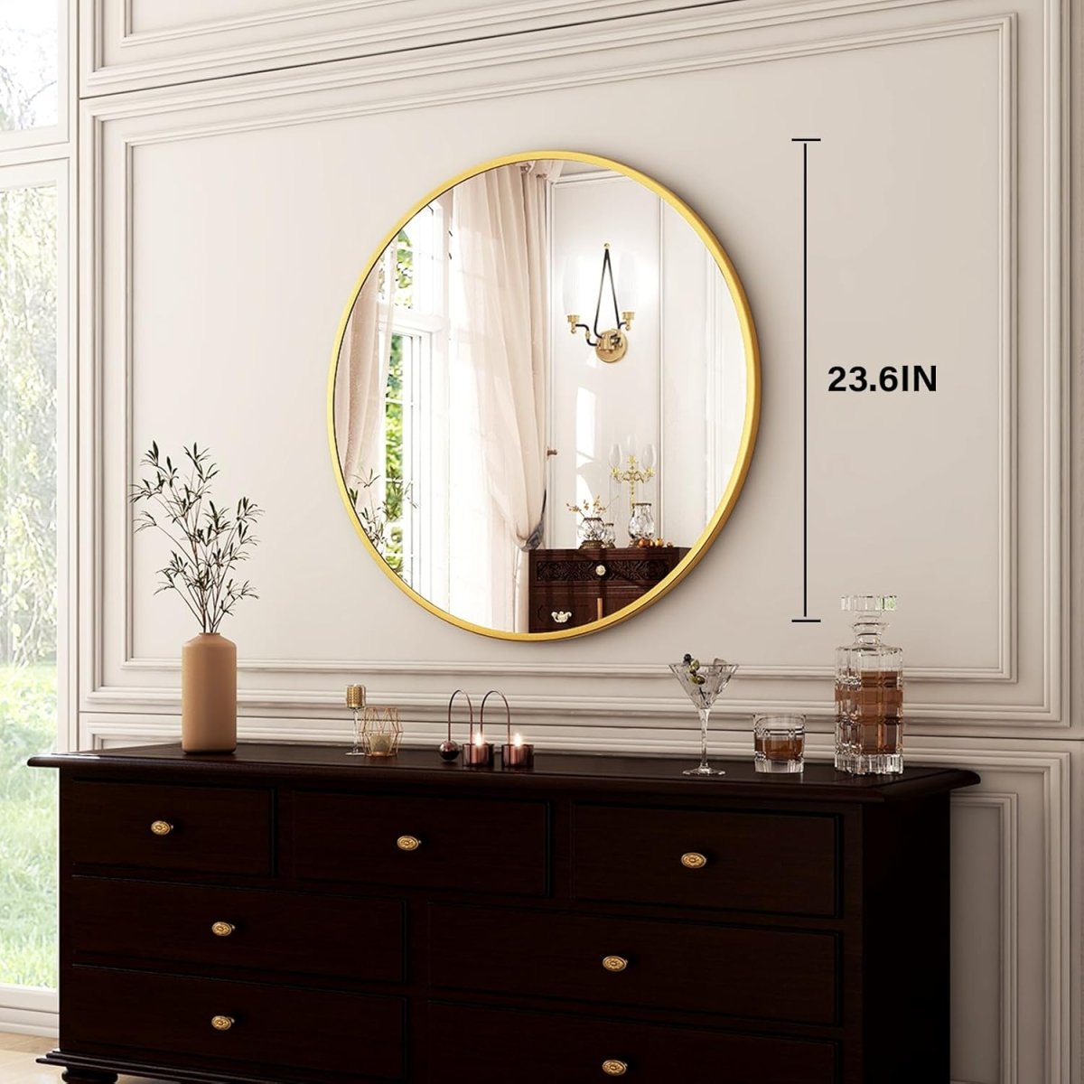 HARRITPURE Round Mirror 30 Black Wall Mounted Circle Mirrors Vanity Mirror with Brushed Aluminum Alloy Frame Modern Decoration for Bathroom, Living Room, Vanity, Bedroom, Entryway - Homesidy.com