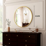 HARRITPURE Round Mirror 30 Black Wall Mounted Circle Mirrors Vanity Mirror with Brushed Aluminum Alloy Frame Modern Decoration for Bathroom, Living Room, Vanity, Bedroom, Entryway - Homesidy.com