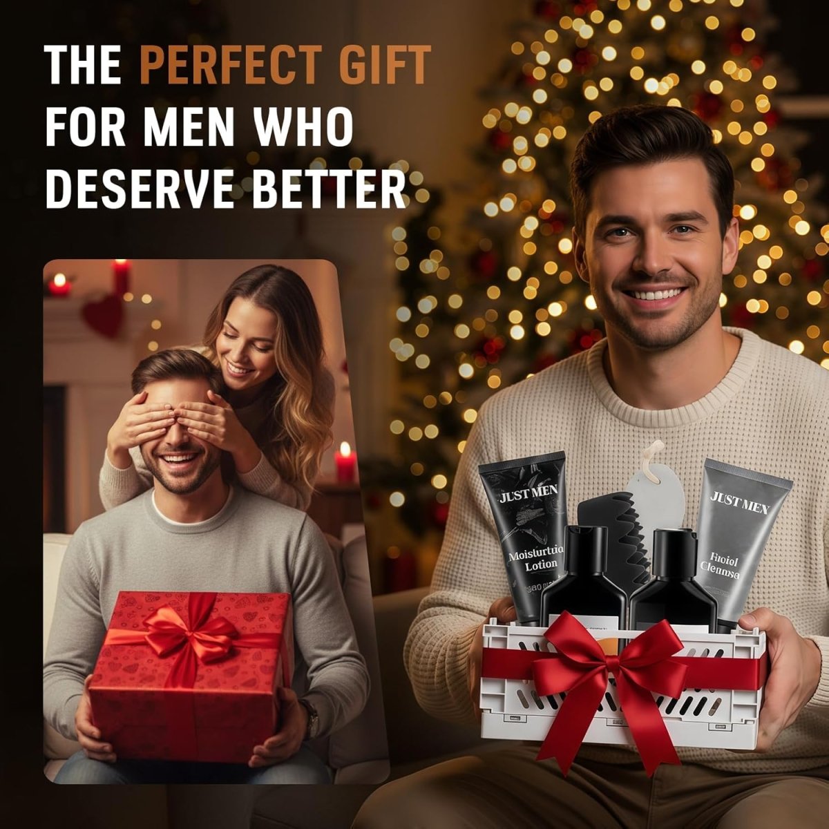 Gift Baskets for Men - 7 Pcs Mens Body Wash &amp; Skin Care Kit | All - in - One Grooming &amp; Bath Gift Set with Cedrus Atlantica Scent | Birthday &amp; Christmas Gifts for Men, Husband, Boyfriend, Brother, Father - Homesidy.com