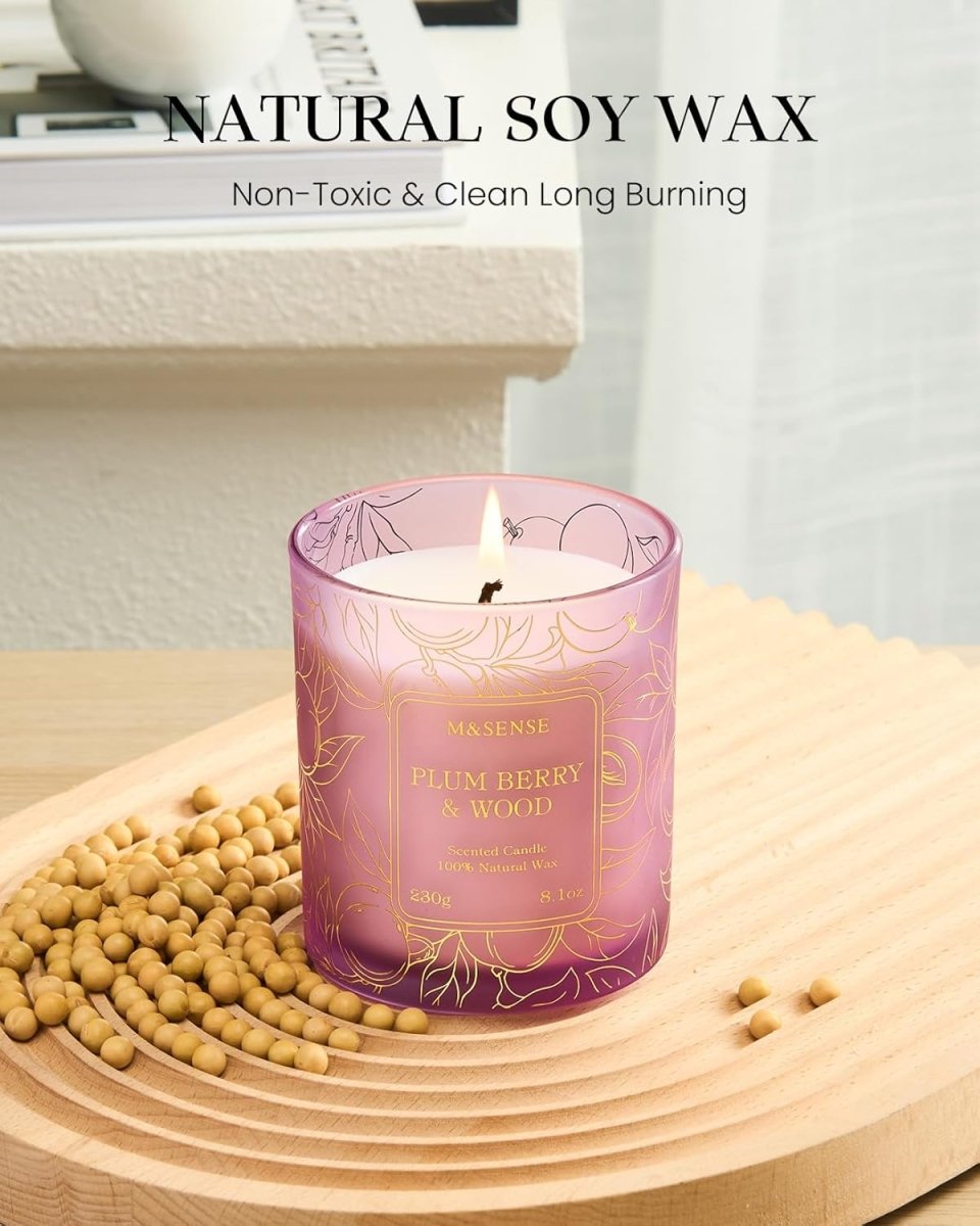 M&amp;SENSE Vanilla Scented Candles, Vegan Soy Candles, Creamy Naturally Scented, 8.1oz 42 - Hour Slow Burning Time, Toxic Free Winter Relaxing Sleep Thanksgiving Christmas Fancy Gift for Home Decor - Homesidy.com
