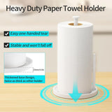 Paper Towel Holder Countertop, Standing Paper Roll Holder with Anti Slip Weighted Base, Stainless Steel Freestanding Paper Towel Holder for Kitchen, Black - Homesidy.com
