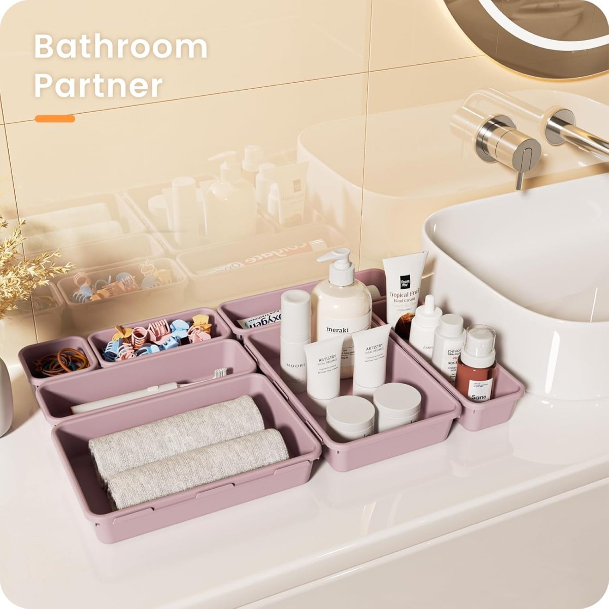 A - LuGei 【Military Grade Drawer Organizer, 【𝟱𝗦𝗶𝘇𝗲】 Makeup organizer, 【Holds 177 Items】 Bathroom Organizers and Storage, Organization and Storage, Desk Drawer Organizer for Bathroom Vanity - Homesidy.com