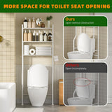 GloTika 3 - Tier Over The Toilet Storage, Space Saver Metal Bathroom Shelves, Freestanding Above Over Toilet Storage Shelf with 4 Hooks for Bathroom, Black - Homesidy.com