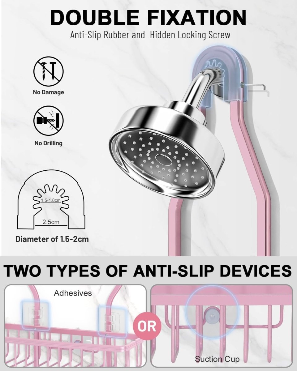MSAICOE Shower Caddy Hanging - Never Rust Shower Hanging Organizer - Aluminum Over the ShowerHead Caddy with Soap Basket and 6 Hooks for Razor/Sponge (Black) - Homesidy.com