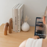 PEAKOLY Wood Arch Decorative Objects - Modern Bookshelf Decor, Coffee Table Sculpture, Floating Shelf Decor Accents, Japandi Home Decorations for Side, Console and Entryway Table - Homesidy.com