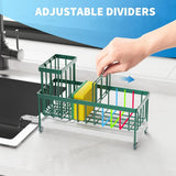 Cisily Black Sponge Holder for Kitchen Sink, Sink Caddy Organizer with High Brush Holder, Kitchen Countertop Organizers and Storage Essentials, Rustproof 304 Stainless Steel, Soap Dispenser Organize - Homesidy.com