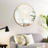 HARRITPURE Round Mirror 30 Black Wall Mounted Circle Mirrors Vanity Mirror with Brushed Aluminum Alloy Frame Modern Decoration for Bathroom, Living Room, Vanity, Bedroom, Entryway - Homesidy.com