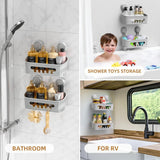 LEVERLOC Shower Caddy Suction Cup, Shower Organizer Removable Bathroom Shelf, Storage Suction Powerful Max Hold 22lbs Bathroom Caddy Waterproof Holder, White - Homesidy.com