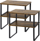 NEX Bamboo Kitchen Cabinet and Counter Shelf Organizer, Stackable &amp; Expandable, Set of 4, White and Natural - Homesidy.com