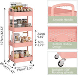 Sywhitta 3 - Tier Plastic Rolling Utility Cart with Handle, Multi - Functional Storage Trolley for Office, Living Room, Kitchen, Movable Storage Organizer with Wheels, White - Homesidy.com