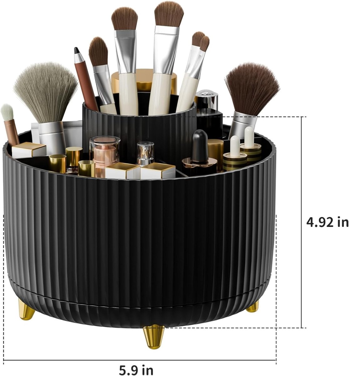 fanado 360° Rotate Makeup Brush Holder Organizer, Makeup Organizers Countertop, Makeup organization and Skincare Storage for Vanity, Desktop, Bathroom (White) - Homesidy.com