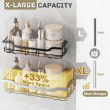 OMAIRA 3 - Pack Shower Caddy with Soap Holder, Adhesive Rustproof No - drill Strudy Loading Inside Shower Organizer Shelves Rack Storage Bathroom Organization for Smooth Wall Glass Tile, Black (Large) - Homesidy.com