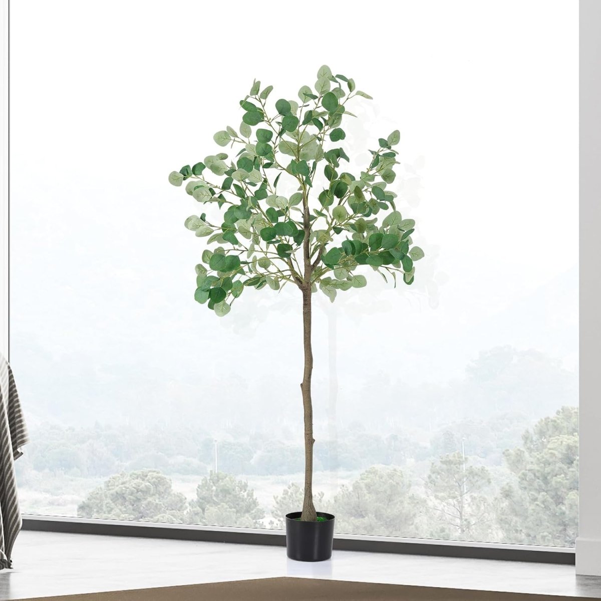 Artificial Eucalyptus Tree 5FT, Tall Fake Potted Plant with Nursery Pot, Faux Eucalyptus Tree for Home Office Decor, Indoor Decorative Artificial Plants for Living Room Bedroom - Homesidy.com