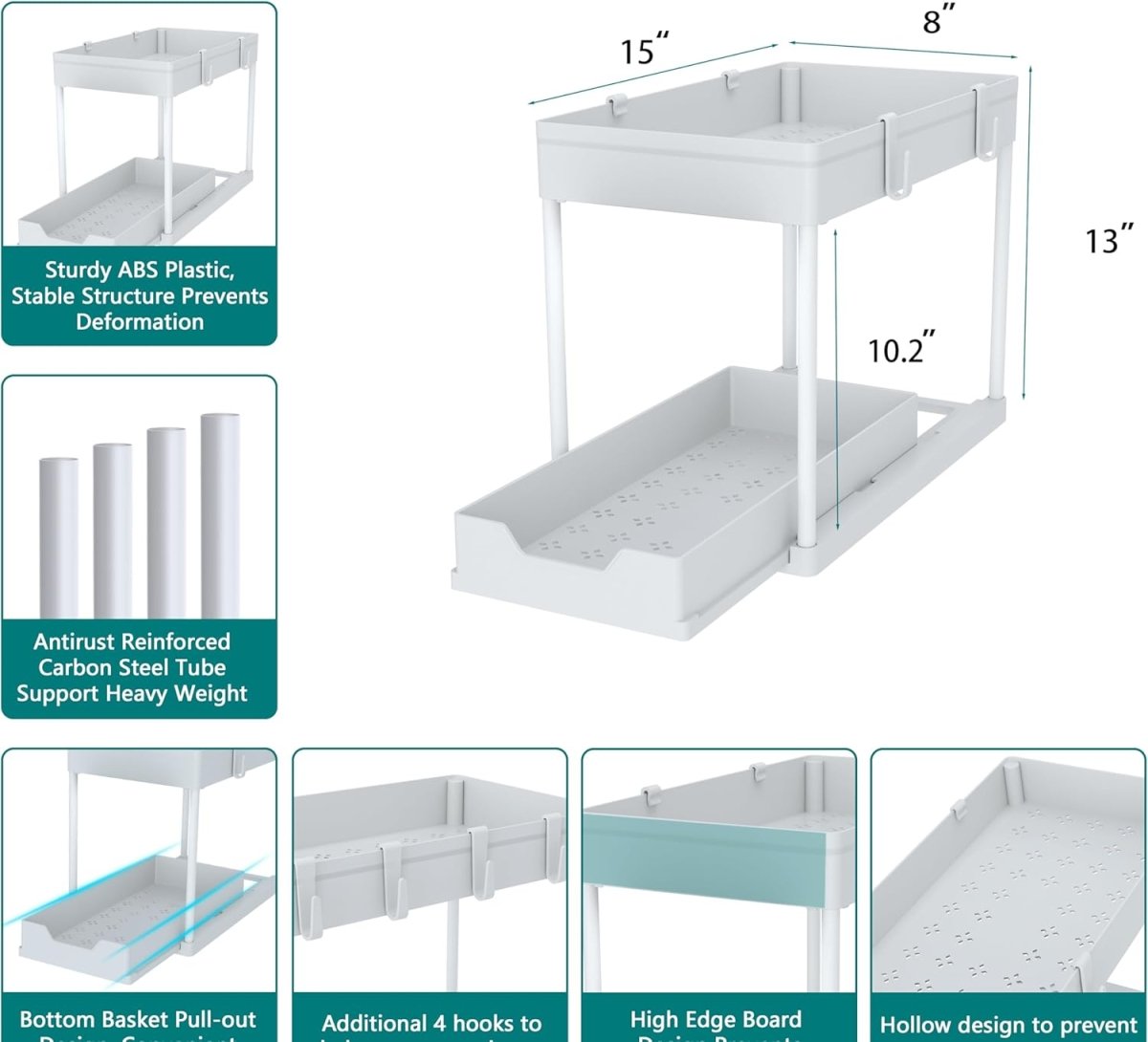 DEKAVA Under Sink Organizer 2 Pack, Bathroom Cabinet Organizer, 2 Tier Sliding Cabinet Basket Organizer Drawer, Multi - Purpose Bath Collection Baskets for Bathroom (Black) - Homesidy.com