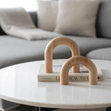 PEAKOLY Wood Arch Decorative Objects - Modern Bookshelf Decor, Coffee Table Sculpture, Floating Shelf Decor Accents, Japandi Home Decorations for Side, Console and Entryway Table - Homesidy.com