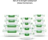 JoyJolt 24pc Borosilicate Glass Storage Containers with Lids | 12 Airtight/Freezer Safe Food Storage Containers for Pantry and Kitchen | Meal Prep Container for Lunch | Glass Tupperware Set - Homesidy.com