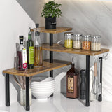 JayRex Countertop Organizer Organization, 3 Tier Moveable Corner Shelf Organizer for Kitchen, Bathroom, Spice Rack, Coffee Area, Over Sink, Dresser Table (Rustic Brown) - Homesidy.com