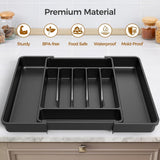 ukeetap Extra Large Expandable Silverware Organizer, BPA - Free Food - Safe Cutlery Flatware Organizer, Kitchen Utensil Drawer Organizer, Adjustable Silverware Holder for Spoons Forks Knives, Black - Homesidy.com