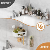 LEVERLOC Shower Caddy Suction Cup, Shower Organizer Removable Bathroom Shelf, Storage Suction Powerful Max Hold 22lbs Bathroom Caddy Waterproof Holder, White - Homesidy.com