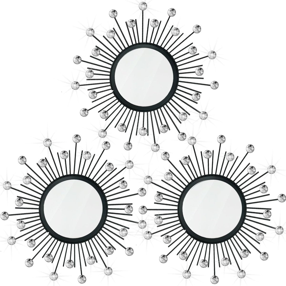 3 Pack Metal Mirrors for Wall Sunburst Wall Mirrors Home Décor Decorative Hanging Wall Art for Living Room Bedroom Entryway (Gold, Flower Sunburst) - Homesidy.com