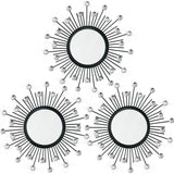3 Pack Metal Mirrors for Wall Sunburst Wall Mirrors Home Décor Decorative Hanging Wall Art for Living Room Bedroom Entryway (Gold, Flower Sunburst) - Homesidy.com