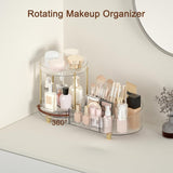 Makeup Organizer Countertop for Vanity, Rotating Perfume Tray with 5 - compartment Cosmetic and Skincare Organizers, Multi - Purpose Desk Storage Makeup Brush Holder for Bathroom Bedroom Counter - Homesidy.com