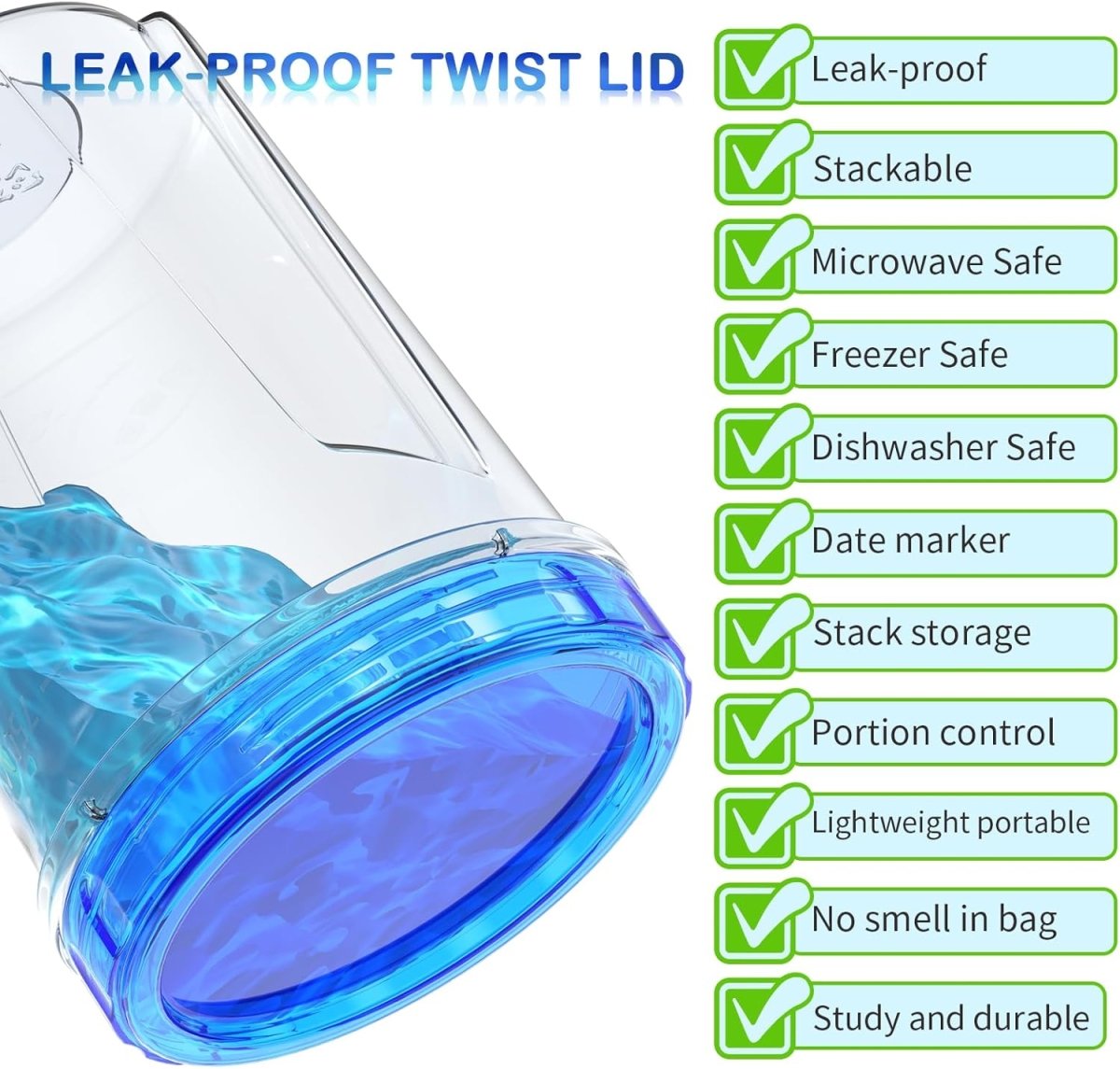Freezer Storage Containers, [6 Pack - 16 Oz] Airtight Plastic Food Storage Containers with Twist Top Lids, Soup, Meal Prep Containers | BPA Free | Stackable | Leakproof | Microwave/Dishwasher Safe - Homesidy.com