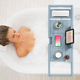 Premium Bamboo Bathtub Tray Caddy - Bath Tub Tray Table for Bathtub - Bath Caddy Tray for Bathtub, Expandable Size, Fits Most Bath Tubs - Homesidy.com