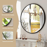 HARRITPURE Round Mirror 30 Black Wall Mounted Circle Mirrors Vanity Mirror with Brushed Aluminum Alloy Frame Modern Decoration for Bathroom, Living Room, Vanity, Bedroom, Entryway - Homesidy.com