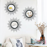 3 Pack Metal Mirrors for Wall Sunburst Wall Mirrors Home Décor Decorative Hanging Wall Art for Living Room Bedroom Entryway (Gold, Flower Sunburst) - Homesidy.com