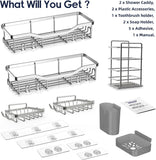 NESOMI Shower Caddy Adhesive Shower Organizer 7 - Pack, Rustproof Stainless Steel Bathroom Shelves, Large Capacity No - Drill Rack Storage Accessories with Soap Dish Toothbrush Holder &amp;24 Hooks Home Decor - Homesidy.com