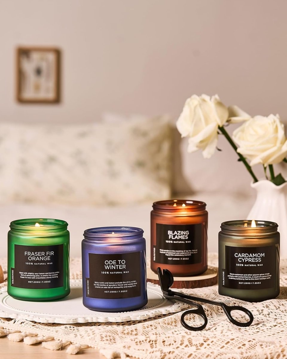 M&amp;SENSE Ode to Winter Soy Candles Strong Scented, 2 Wick Jar Candle 19.4oz 110 Hour Long Lasting, Lavender Sandalwood Organic Natural Aromatherapy Candle Gifts Bedroom Bathroom Home Decor - Homesidy.com