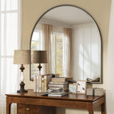 VooBang Arched Wall Mirror, 30 x 38 inch Arch Bathroom Mirror, Wall Mounted Vanity Mirror with Arch Metal Frame, Modern Bathroom Vanity Mirror for Bedroom, Living Room, Hanging or Leaning, Black - Homesidy.com