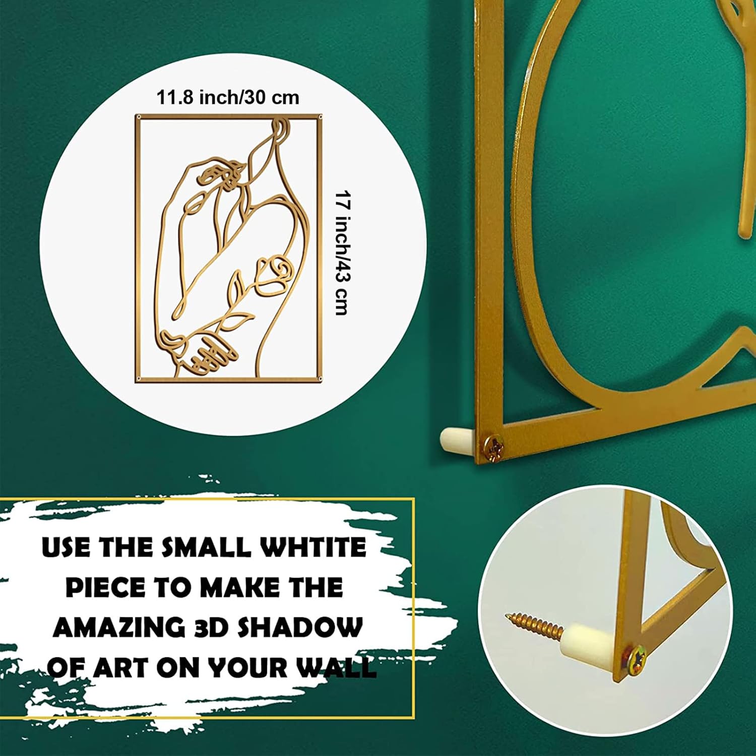 Glamativity 4 Pack Gold Wall Art Decor, Minimalist Single Line Real Metal Wall Art, Womans Body Shape Abstract Wall Art (Gold Classic Style, 17 x 11.8) - Homesidy.com