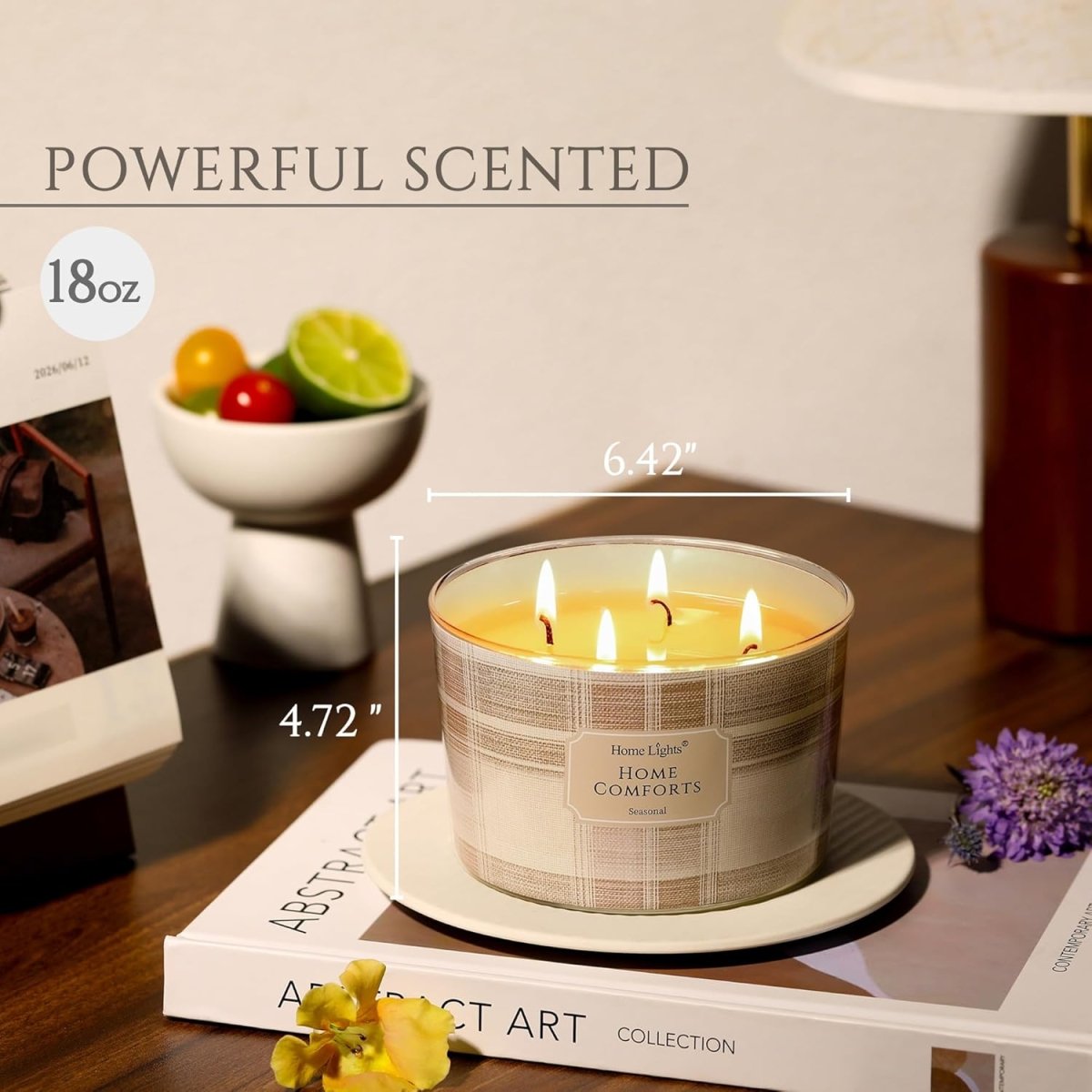HomeLights Scented Candles for Women &amp; Men, 18oz Candle Jars Aromatherapy 4 - Wick Candle, Ideal for Rustic Modern Home Decor and Gifts, Blueberry Cheesecake - Homesidy.com