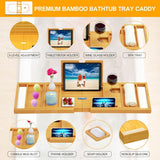 Premium Bamboo Bathtub Tray Caddy - Bath Tub Tray Table for Bathtub - Bath Caddy Tray for Bathtub, Expandable Size, Fits Most Bath Tubs - Homesidy.com