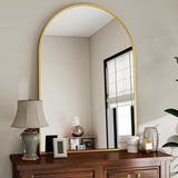 VooBang Arched Wall Mirror, 30 x 38 inch Arch Bathroom Mirror, Wall Mounted Vanity Mirror with Arch Metal Frame, Modern Bathroom Vanity Mirror for Bedroom, Living Room, Hanging or Leaning, Black - Homesidy.com