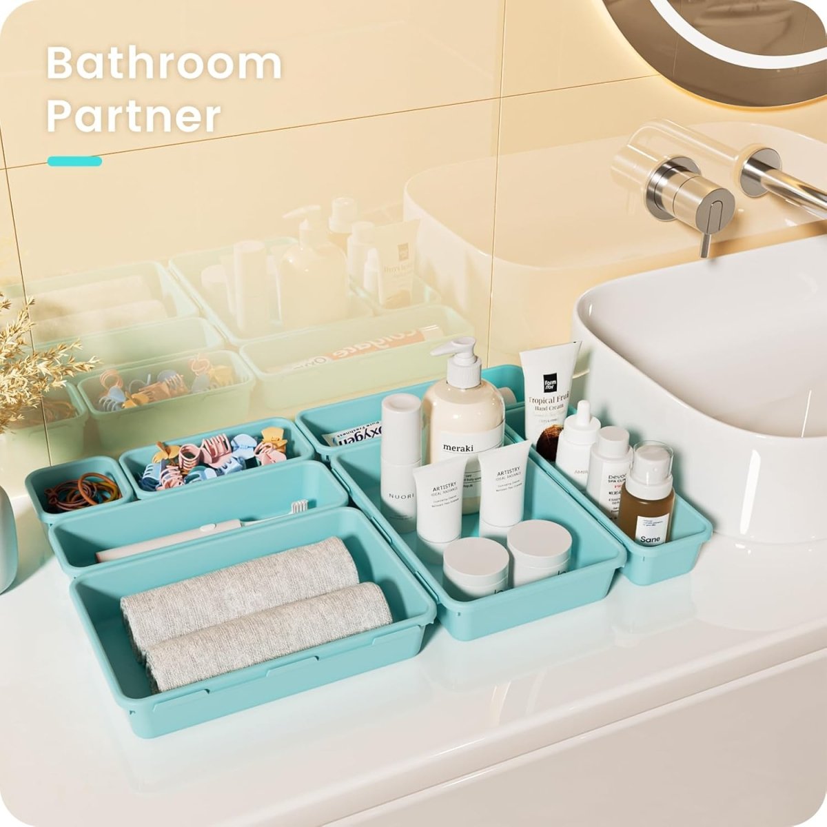 A - LuGei 【Military Grade Drawer Organizer, 【𝟱𝗦𝗶𝘇𝗲】 Makeup organizer, 【Holds 177 Items】 Bathroom Organizers and Storage, Organization and Storage, Desk Drawer Organizer for Bathroom Vanity - Homesidy.com