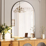 VooBang Arched Wall Mirror, 30 x 38 inch Arch Bathroom Mirror, Wall Mounted Vanity Mirror with Arch Metal Frame, Modern Bathroom Vanity Mirror for Bedroom, Living Room, Hanging or Leaning, Black - Homesidy.com